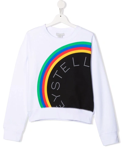 Stella Mccartney Kids' Logo Stripe Pattern Sweatshirt In White