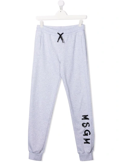 Msgm Teen Logo-print Track Trousers In Grey