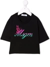 Msgm Logo-print Cropped T-shirt In Black