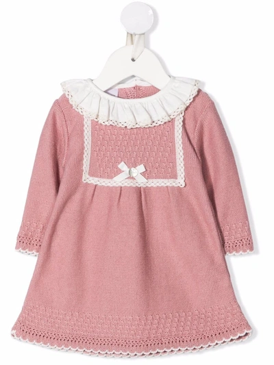 Paz Rodriguez Babies' Empire-line Knitted Dress In Pink