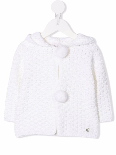 Paz Rodriguez Babies' Hooded Crochet Cardigan In White