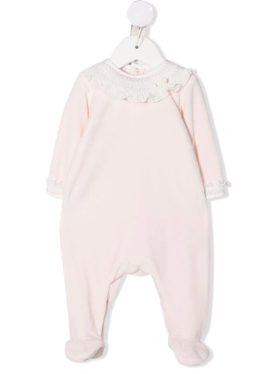 Paz Rodriguez Two-tone Velvet Babygrow In Pink