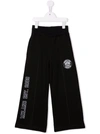 Msgm Logo-print Wide-leg Cotton Track Pants In Black