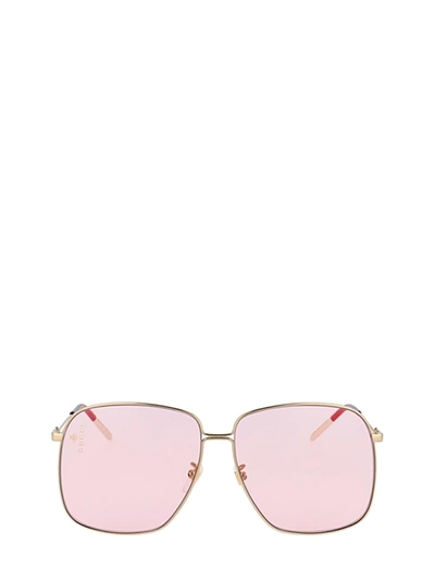 Gucci Pink Oversized Ladies Sunglasses Gg0394s 004 62 In Gold