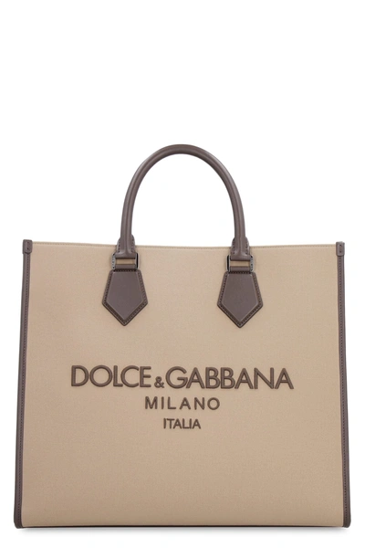 Dolce & Gabbana Edge Tote Bag In Beige