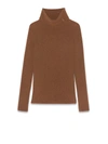 Saint Laurent Ribbed-knit Wool And Cashmere Turtleneck Sweater In Camel