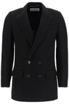 SAINT LAURENT DOUBLE BREASTED WOOL AND MOHAIR COAT
