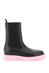 Givenchy Squared Flat Leather Chelsea Ankle Boots In Pink,black