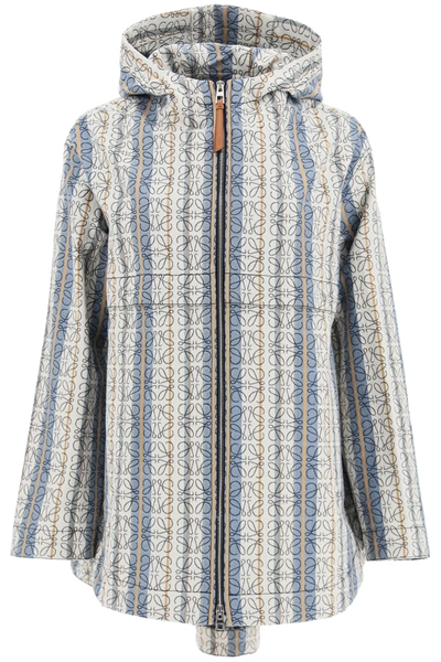 Loewe Womens Blue/multicolor Anagram-embroidered Striped Cotton Jacket 6 In White