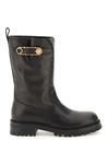 VERSACE BIKER BOOTS WITH MEDUSA SAFETY PIN