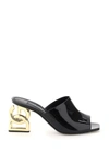 Dolce & Gabbana Black Patent Leather Mules With Dg Heel In Black