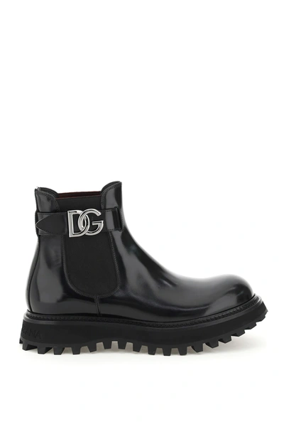 Dolce & Gabbana Brushed Calfskin Beatles Boots In Black