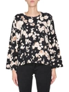 Boutique Moschino Relaxed Fit Floral Patterned Wool Mix Sweater In Black