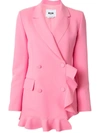 Msgm Frilled Trim Double-breasted Blazer In Rosa