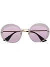 Gucci Crystal-embellished Round-frame Sunglasses In Gold
