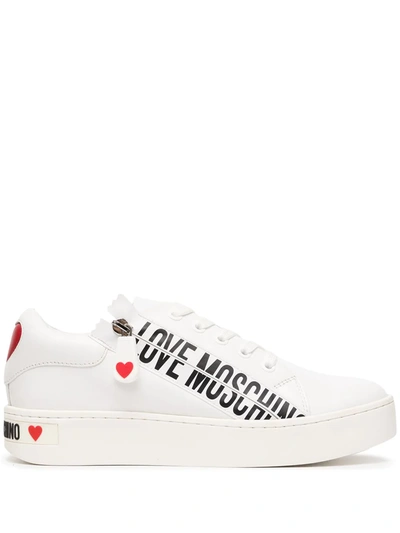 Love Moschino Side Zipped Logo Print Sneakers In Black