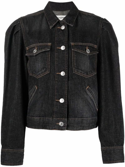Isabel Marant Étoile Stonewashed Cropped Denim Jacket In Steel Grey
