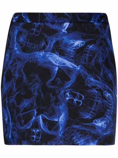 Vetements Printed Stretch Jersey Mini Skirt In Blue