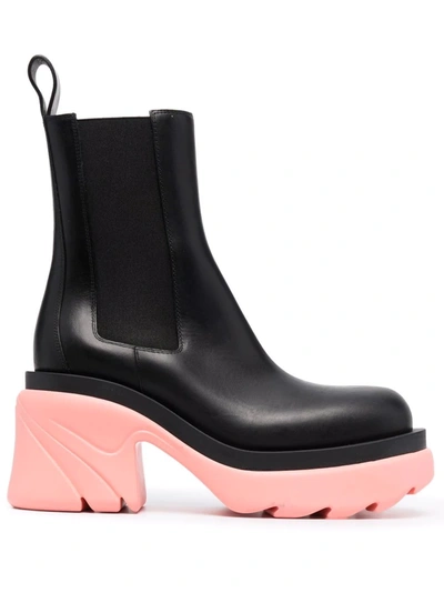 Bottega Veneta Flash Chunky Ankle Boots In Black Flamingo