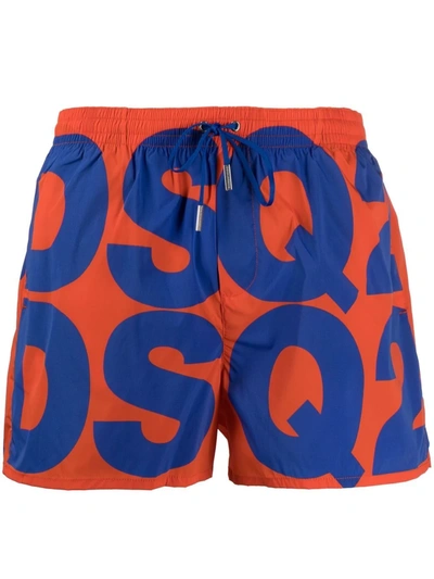 Dsquared2 Dsq2 Logo-print Swim Shorts In Rot