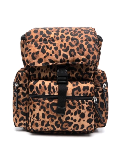Dolce & Gabbana Leopard Print Backpack In Braun