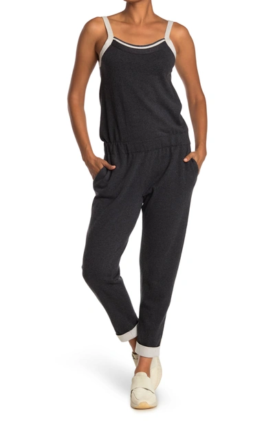 Brunello Cucinelli Cinched Waist Raw Edge Jumpsuit In Black Stone