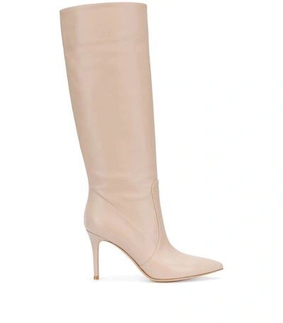 Gianvito Rossi Hansen 85 Leather Knee-high Boots In Neutral