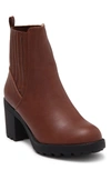 Chase & Chloe Chase & Chloé Leo Lug Sole Bootie In Cognac Pu