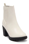 Chase & Chloe Chase & Chloé Leo Lug Sole Bootie In White Pu