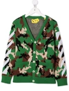 Off-white Multicolor Cardigan For Booy With Logo In Green