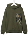 IL GUFO TEEN OWL-EMBROIDERED COTTON HOODIE