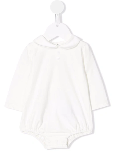 Paz Rodriguez Babies' Long-sleeve Fitted Bodysuit In White
