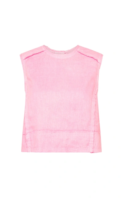 Aje Women's Serendipity Frayed Denim Cropped Top In Pink