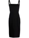 Dolce & Gabbana Jersey Calf-length Dress With Dg Embellishment In Schwarz