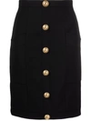 Balmain Button-embellished Wool-twill Mini Skirt In Schwarz