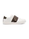 FENDI LOGO-PRINT SLIP-ON LEATHER trainers