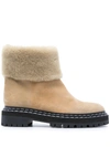 Proenza Schouler Shearling-trimmed Suede Ankle Boots In Braun