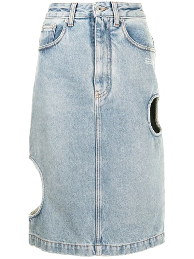 Off-white Light Blue Cut-out Denim Skirt
