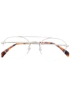 Eyewear By David Beckham Tortoiseshell-effect Pilot-frame Glasses In Silver