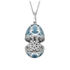 Fabergé Faberge Heritage White Gold Diamond & Teal Guilloche Enamel Snowflake Surprise Locket In Blue