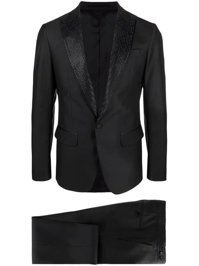 Dsquared2 Crystal-embellished Single-breasted Suit In Black