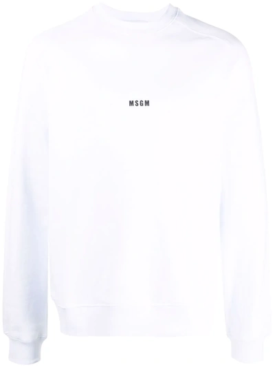 Msgm Logo-print Cotton Sweatshirt In Weiss