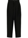 Yohji Yamamoto High-waisted Straight Leg Trousers In Schwarz