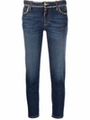 Dsquared2 D Squared High-waisted Chain-trim Cropped Jeans In Blau