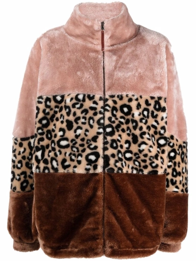 Ugg Elaina Faux Fur Colorblocked Jacket In Rosa