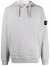 Stone Island Logo-badge Relaxed-fit Cotton-jersey Hoody In Grau