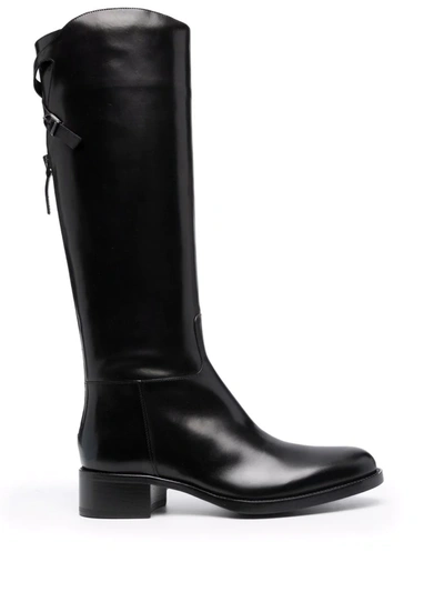 Sartore Rear-zip Knee Length Boots In Schwarz