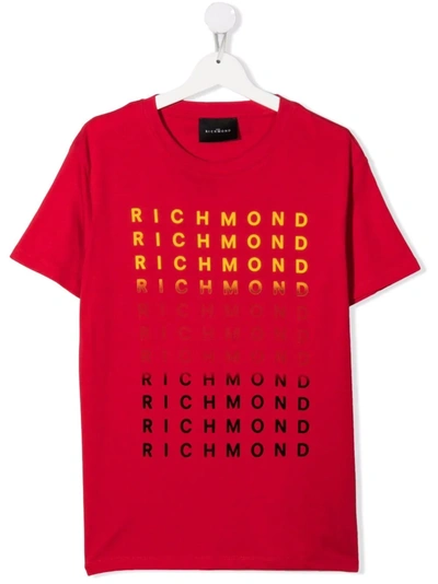 John Richmond Junior Teen Ombre Logo T-shirt In 红色