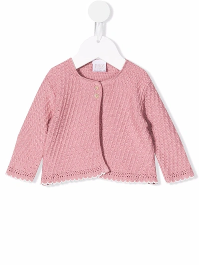 Paz Rodriguez Babies' Embroidered Knit Cardigan In Pink