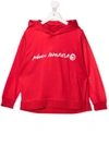 Mm6 Maison Margiela Teen Logo-print Rib-trimmed Hoodie In 红色